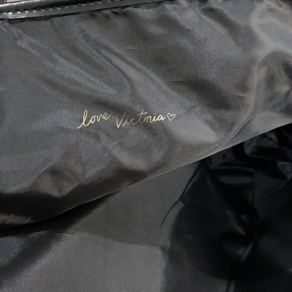 VICTORIA'S SECRET BLACK SEQUIN STRIPE WEEKENDER BAG GETAWAY CARRY ON LARGE TOTE - Picture 3 of 6